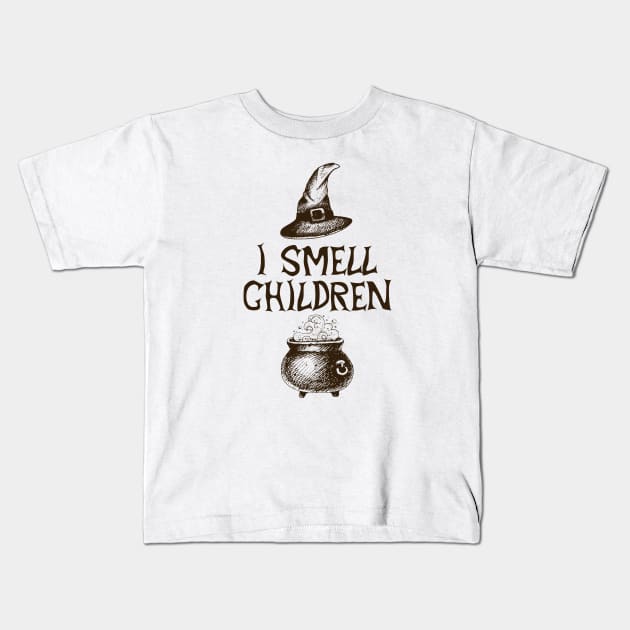 I Smell Children Hocus Pocus Fun Teacher Witch Shirt Funny Halloween Shirts Happy Halloween Costumes Trick Or Treat Scary Halloween Gift Kids T-Shirt by Curryart